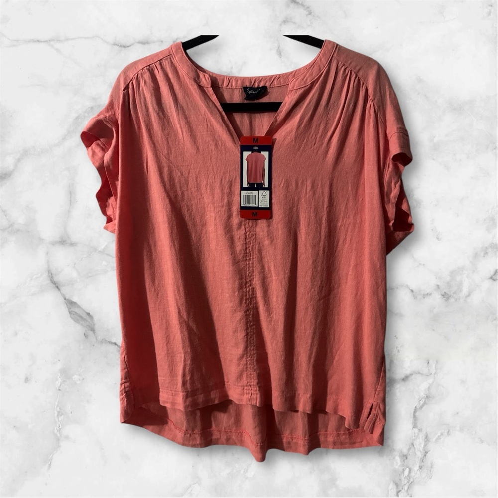 Splendid Coral Short Sleeve Blouse NWT